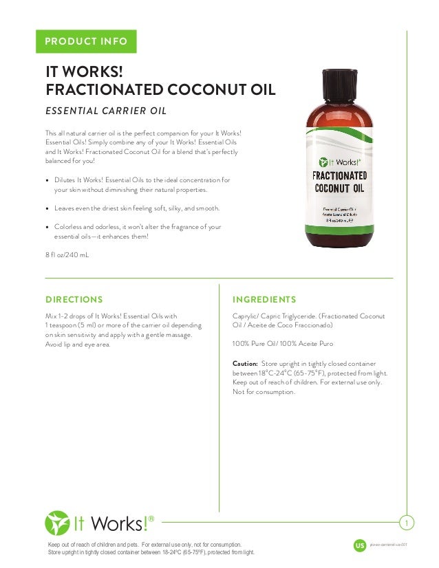 It works fractionated coconut oil essential oil carrier