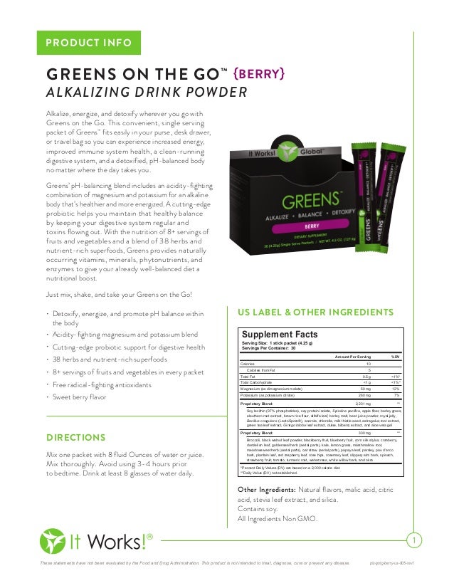 it works greens on the go it works directions