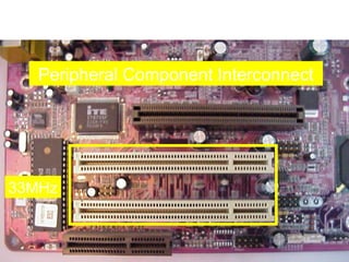 PCI Slots

   Peripheral Component Interconnect




33MHz
 