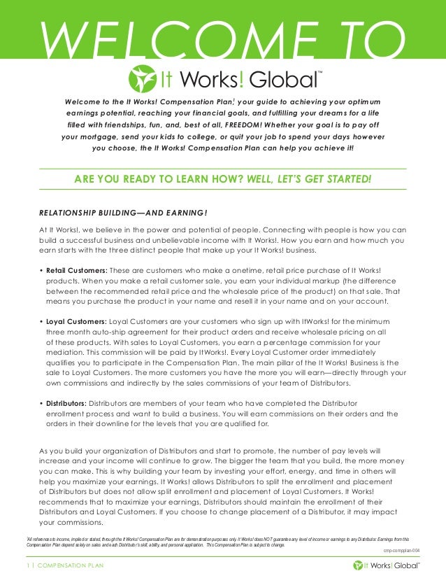 it works independent distributor compensation plan body wraps center top it works distributors