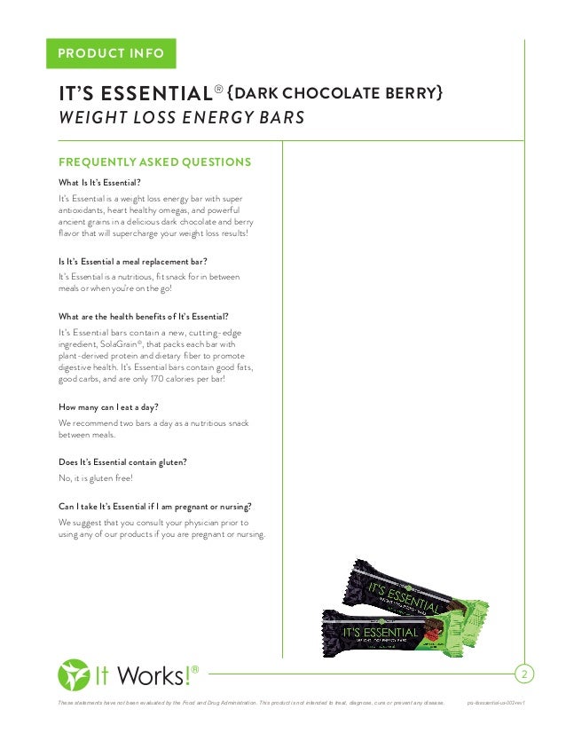 it works its essential weight loss energy bars it works energy bars