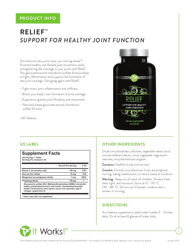 it works relief support for healthy joint function it works relief ingredients
