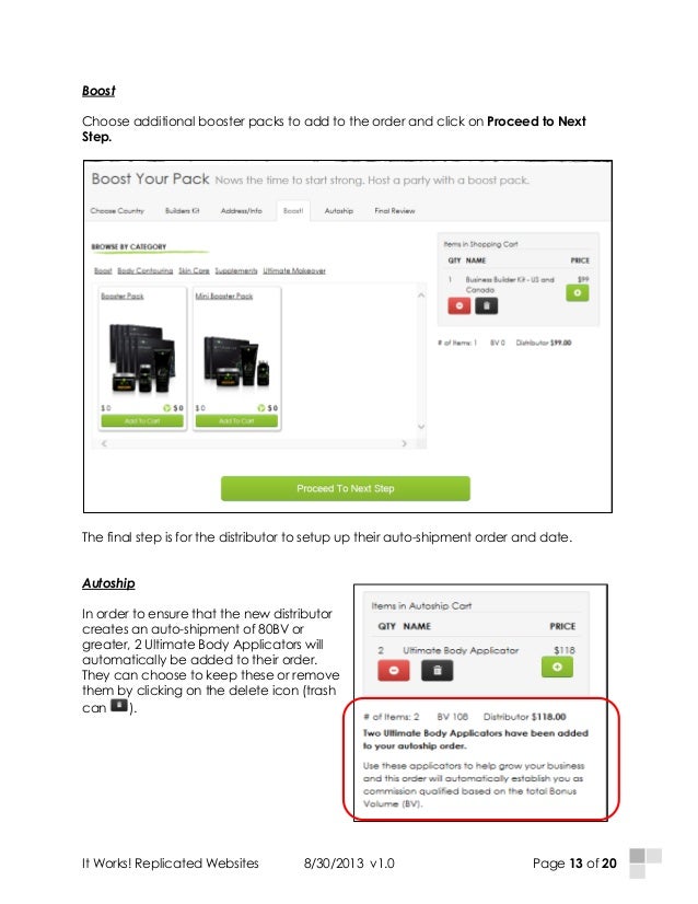 it works shopping and enrollment process it works cancel order