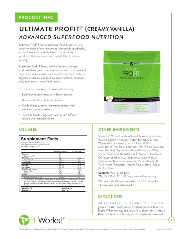 it works ultimate profit advanced superfood nutrition powder it works nutrition facts