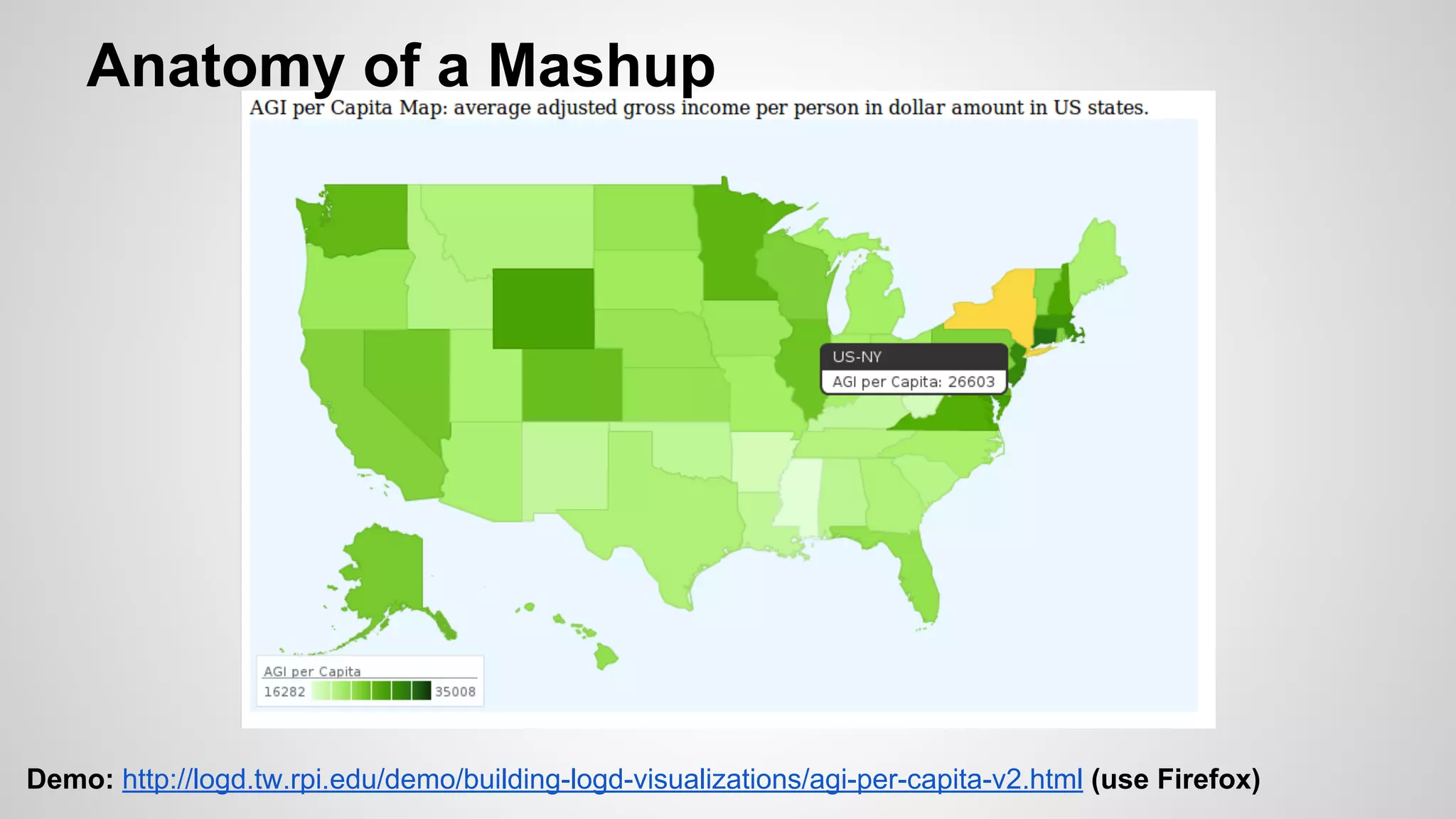 Anatomy of a Mashup

Demo: http://logd.tw.rpi.edu/demo/building-logd-visualizations/agi-per-capita-v2.html (use Firefox)

 