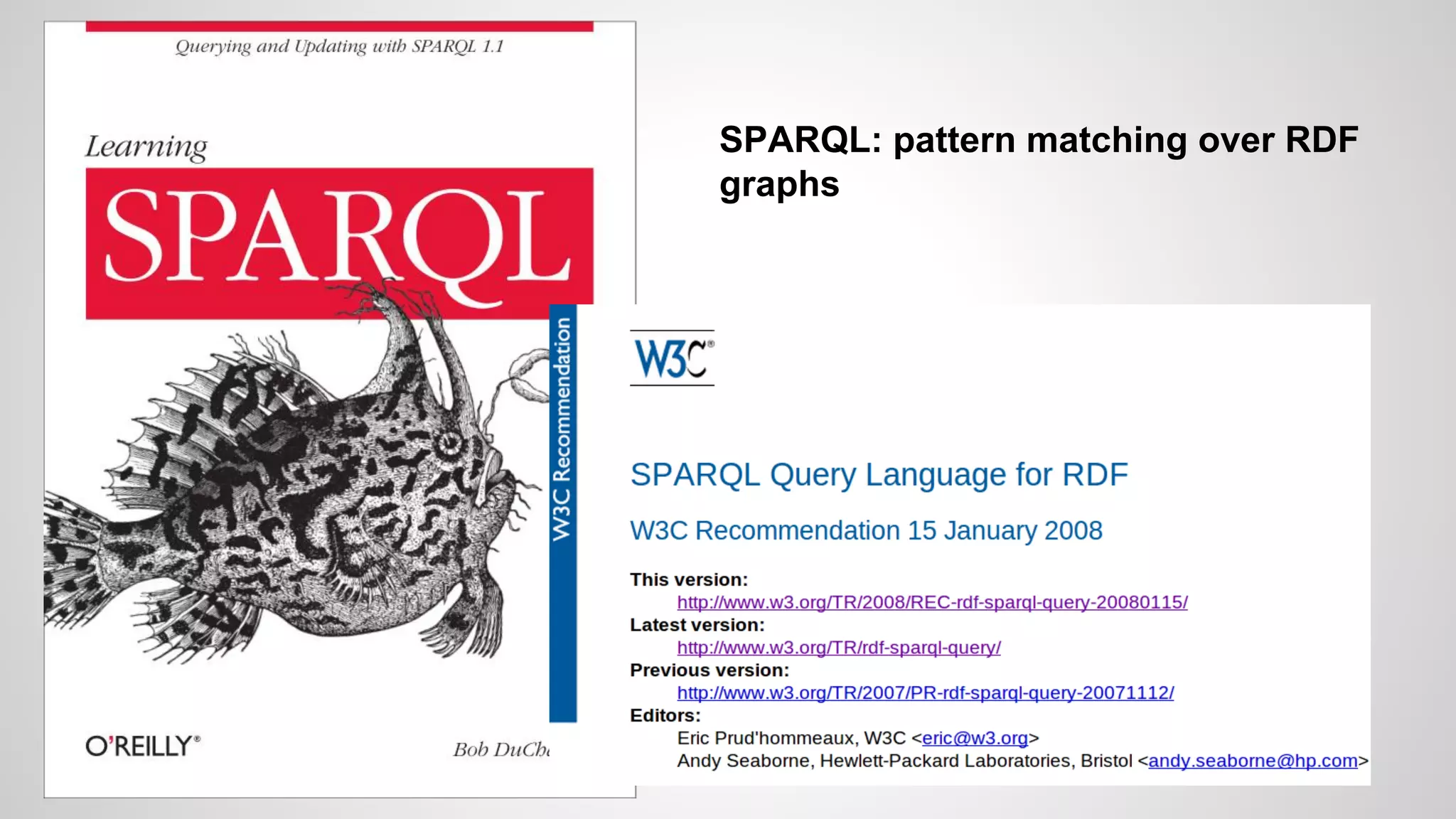 SPARQL: pattern matching over RDF
graphs

 
