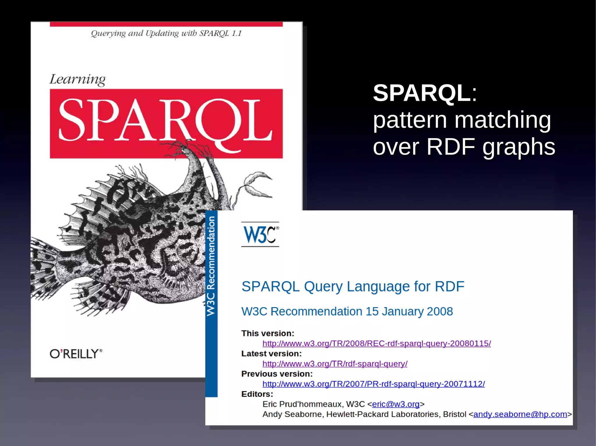 SPARQL:
pattern matching
over RDF graphs
 