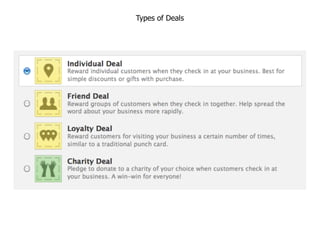 Types of Deals
 