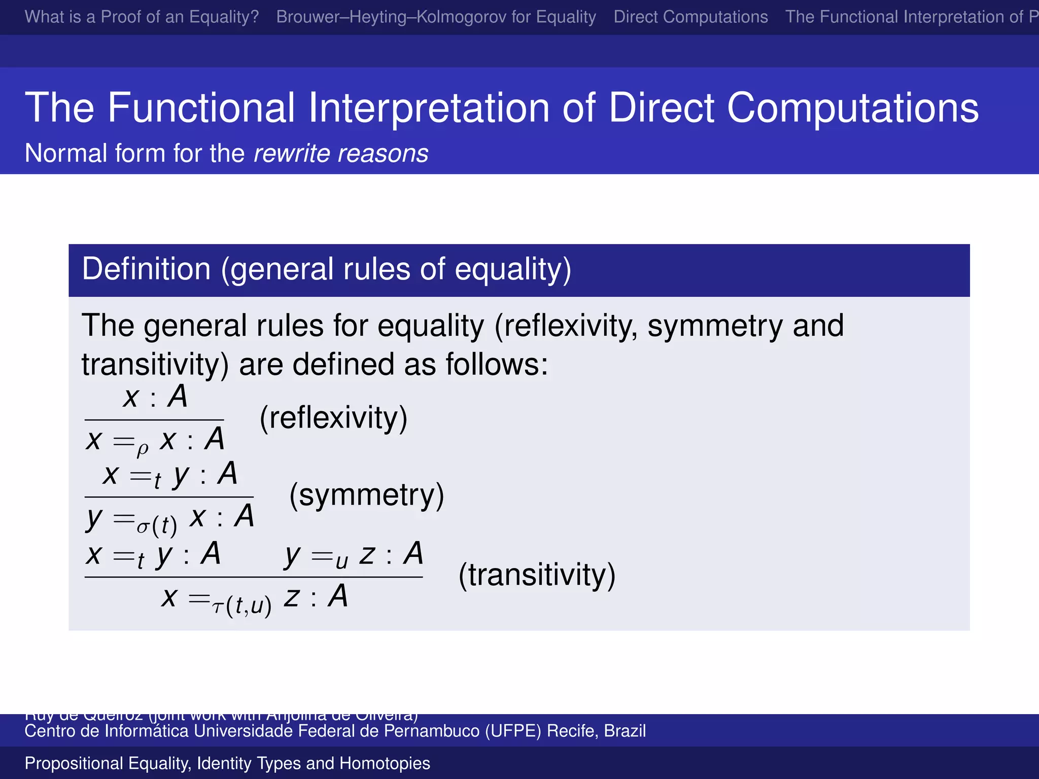 Propositional Equality, Identity Types and Homotopies | PPT