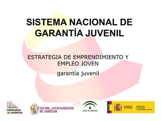 SISTEMA NACIONAL DE
GARANTÍA JUVENIL
ESTRATEGIA DE EMPRENDIMIENTO Y
EMPLEO JOVEN
garantía juvenil
 