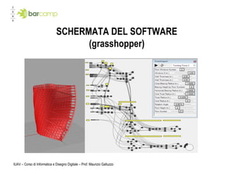 SCHERMATA DEL SOFTWARE (grasshopper) IUAV – Corso di Informatica e Disegno Digitale – Prof. Maurizio Galluzzo 