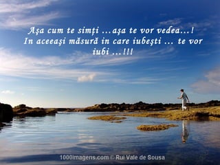 Aşa cum te simţi  … aşa te vor vedea …!  In aceeaşi măsură in care iubeşti  …  te vor iubi  …!!! 