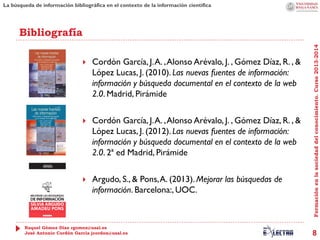 La búsqueda de información bibliográfica en el contexto de la información científica



Cordón García, J. A. , Alonso Aré...