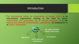 Introduction
• The International Union for conservation of Nature (IUCN) is an
international organization working in the f...