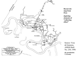 Source: Voss
& Emmons,
AMNH Bull.
No. 230, 1996
(by permission:
T. Erwin)
Recent site
map from
Peru
depicting
elements of
“collecting
effort”
 
