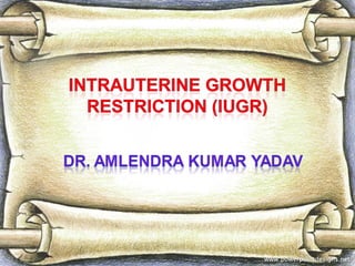 Intrauterine Growth RestrictionIntrauterine Growth Restriction
(IUGR)(IUGR)
Dr. Amlendra Kumar YadavDr. Amlendra Kumar Yadav
 