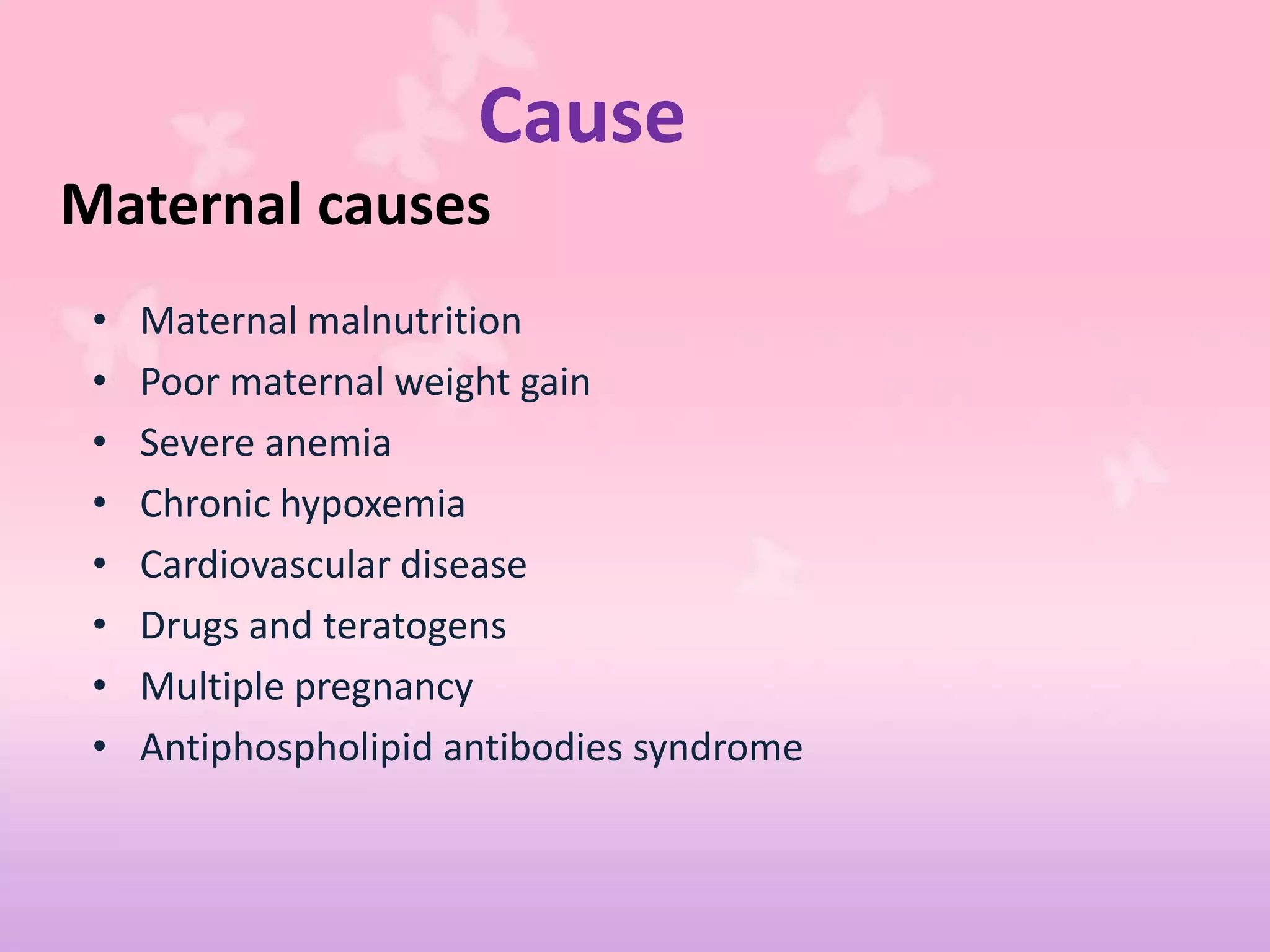 Resultant diminished glucose transfer and hepatic storage would primarily affect cell size and not number, and fetal abdominal circumference which reflects liver size would be reduced.LOGO