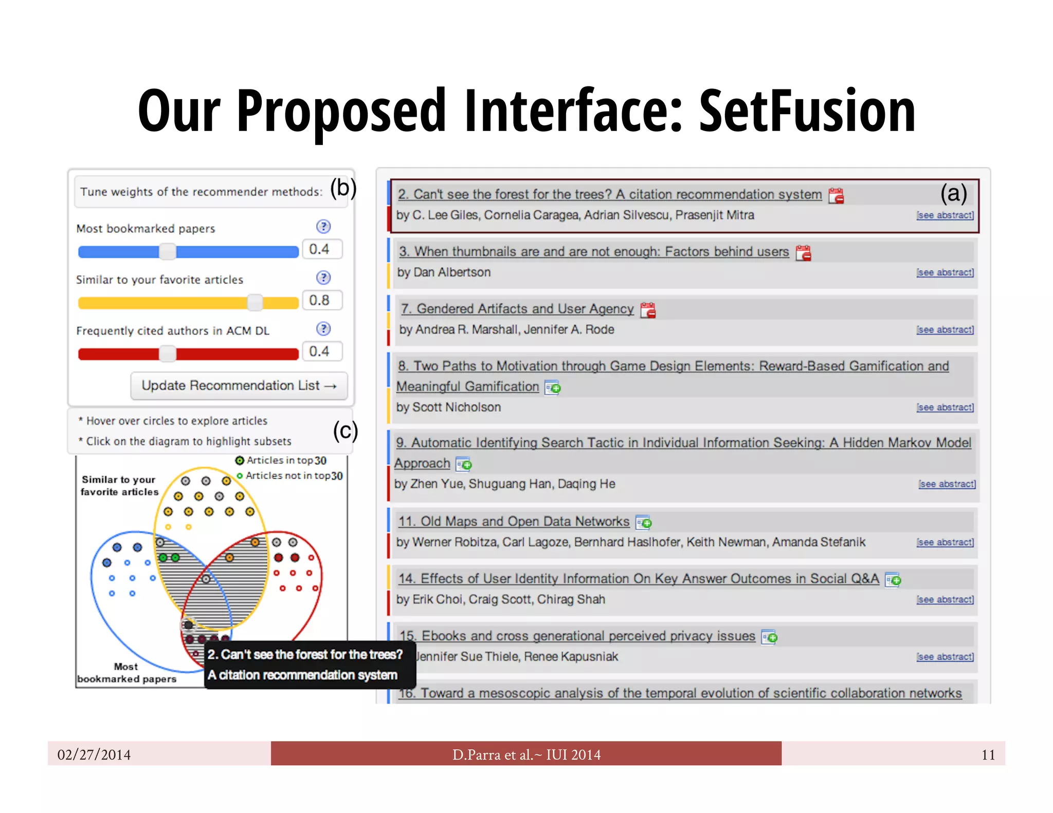 Our Proposed Interface: SetFusion
02/27/2014 D.Parra et al.~ IUI 2014 11
 