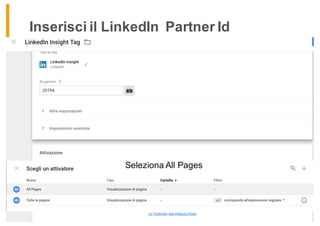 Inserisci il LinkedIn Partner Id
Seleziona All Pages
 