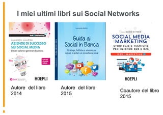 I miei ultimi libri sui Social Networks
Coautore del libro
2015
Autore del libro
2015
Autore del libro
2014
 
