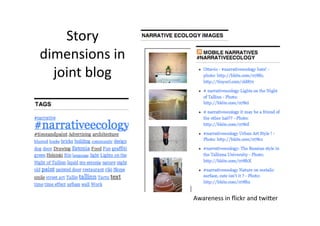 Story 
dimensions in 
  joint blog 




                 Awareness in ﬂickr and twiAer 
 