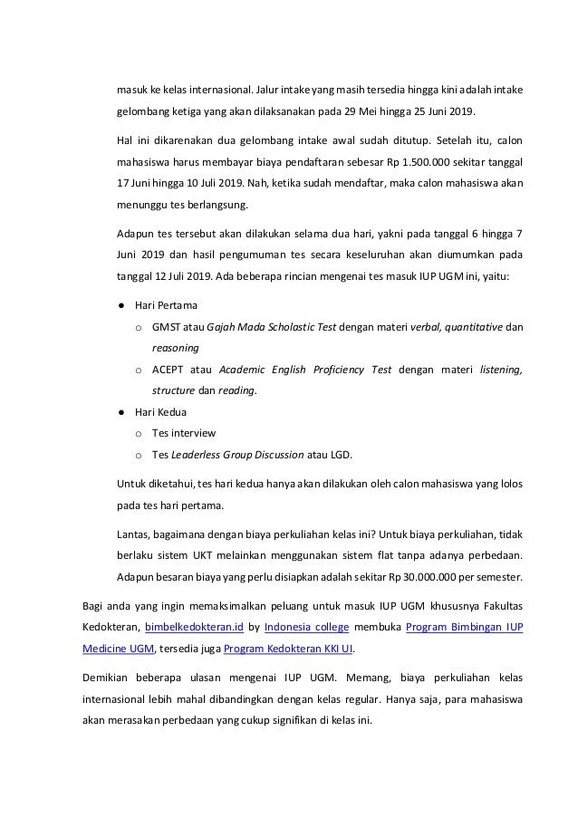 Iup Ugm Jurusan Dan Deskripsi Lengkap