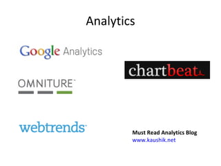 Analytics Must Read Analytics Blog www.kaushik.net 