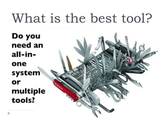 What is the best tool? Do you need an all-in-one system  or multiple tools? 