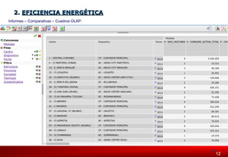 112212 
22.. EEFFIICCIIEENNCCIIAA EENNEERRGGÉÉTTIICCAA 
Informes – Comparativas – Cuadros OLAP: 
 