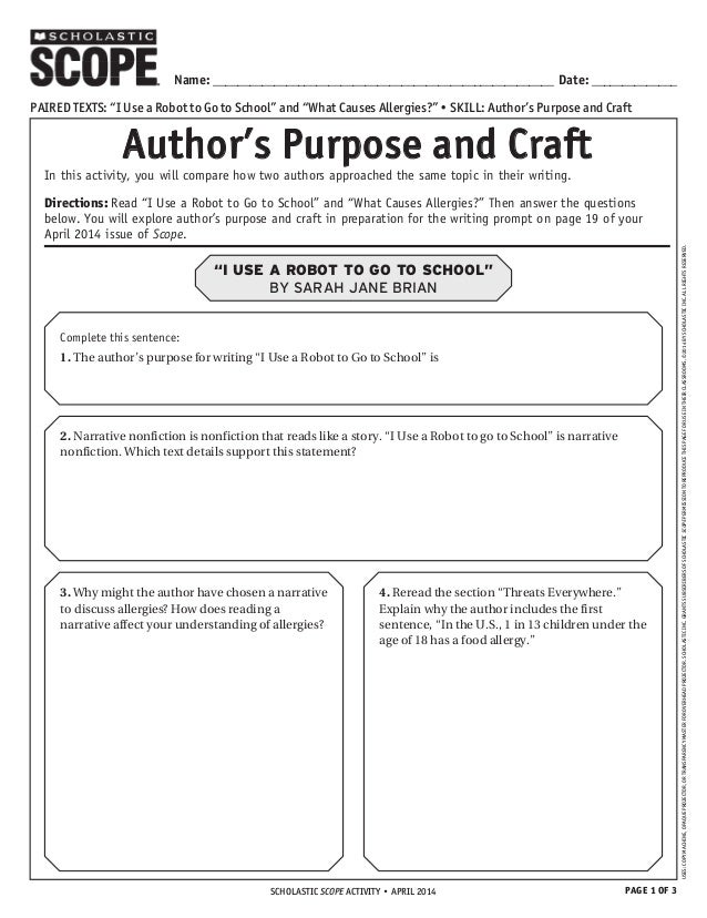 Author's Purpose and Craft ( I Use a Robot)