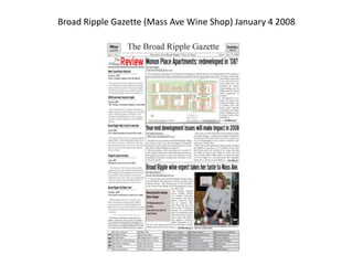 Broad Ripple Gazette (Mass Ave Wine Shop) January 4 2008 