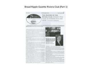 Broad Ripple Gazette Riviera Club (Part 1)