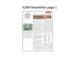 IUSM Newsletter page 1