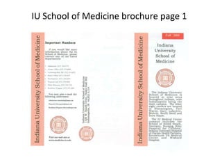 IU School of Medicine brochure page 1 