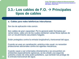 26
Curso: Fibra óptica en sistemas de telecomunicaciones
Capítulo IV - Sistemas de telecomunicaciones basados en
fibra ópt...