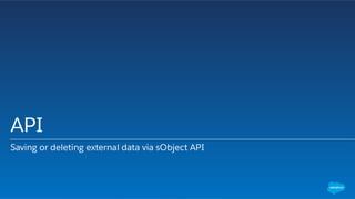 API
Saving or deleting external data via sObject API
 
