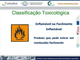 68
Classificação Toxicológica
Inflamável ou Facilmente
Inflamável
Produto que pode entrar em
combustão facilmente
 
