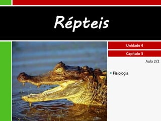 Répteis
                    Unidade 4

                    Capítulo 3
                                 Aula 2/2

           Fisiologia
 