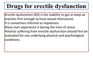 Drugs for erectile dysfunction - medicinal chemistry | PPTX