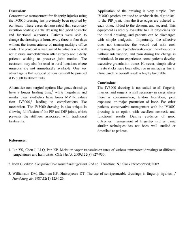 IV 3000 An Innovative Fingertip Dressing