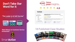 Confidential & Proprietary
©SmartAction | 3
Don’t Take Our
Word for it
18 Published Case Studies
“Best Return on Customer Service
Investment”
 