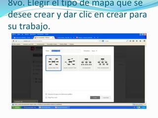 8vo. Elegir el tipo de mapa que se 
desee crear y dar clic en crear para 
su trabajo. 
 