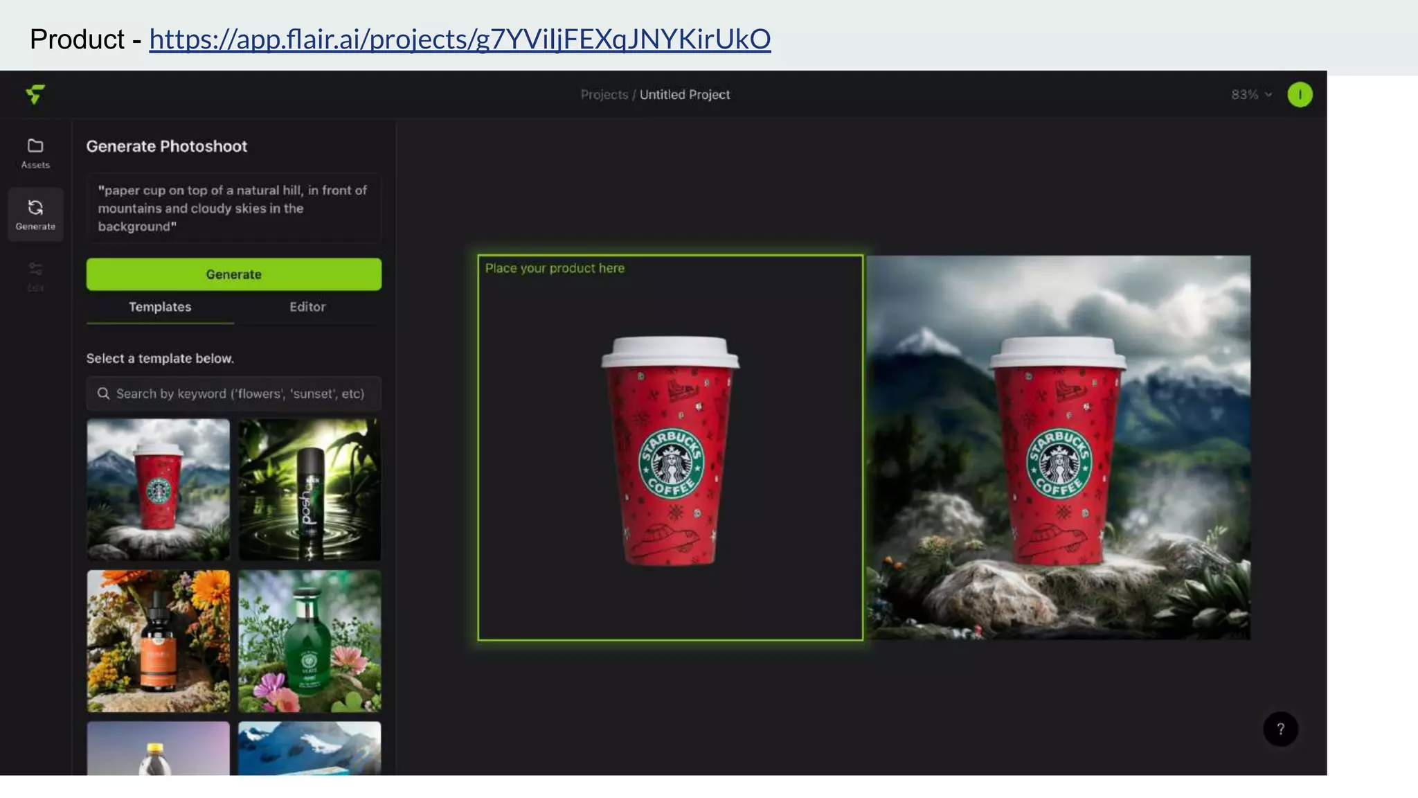 Product - https://app.ﬂair.ai/projects/g7YViljFEXqJNYKirUkO
 