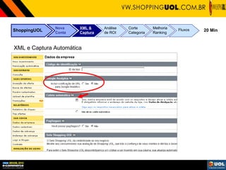 ShoppingUOL Nova Conta XML & Captura Análise de ROI Corte Categoria Melhoria Ranking Fluxos 20 Min XML e Captura Automática 