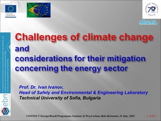 < 1-17 >CONNECT Europe/Brazil Programme, Seminar of WayCarbon, Belo Horizonte, 21 July, 2015
Prof. Dr. Ivan Ivanov,
Head of Safety and Environmental & Engineering Laboratory
Technical University of Sofia, Bulgaria
 