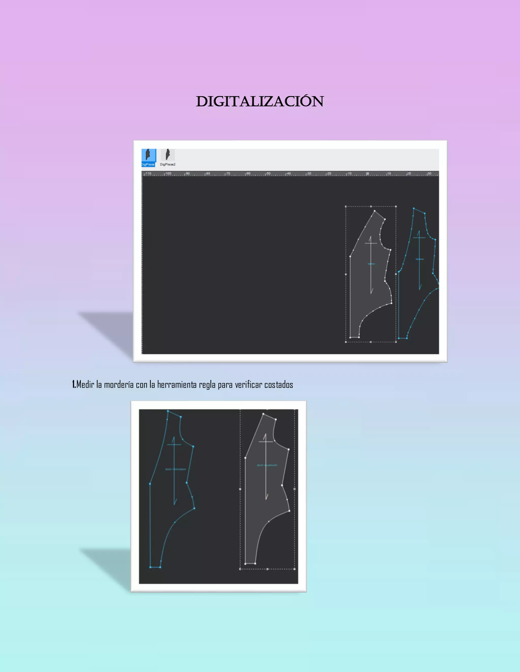 Digitalización
1.Medir la mordería con la herramienta regla para verificar costados
 