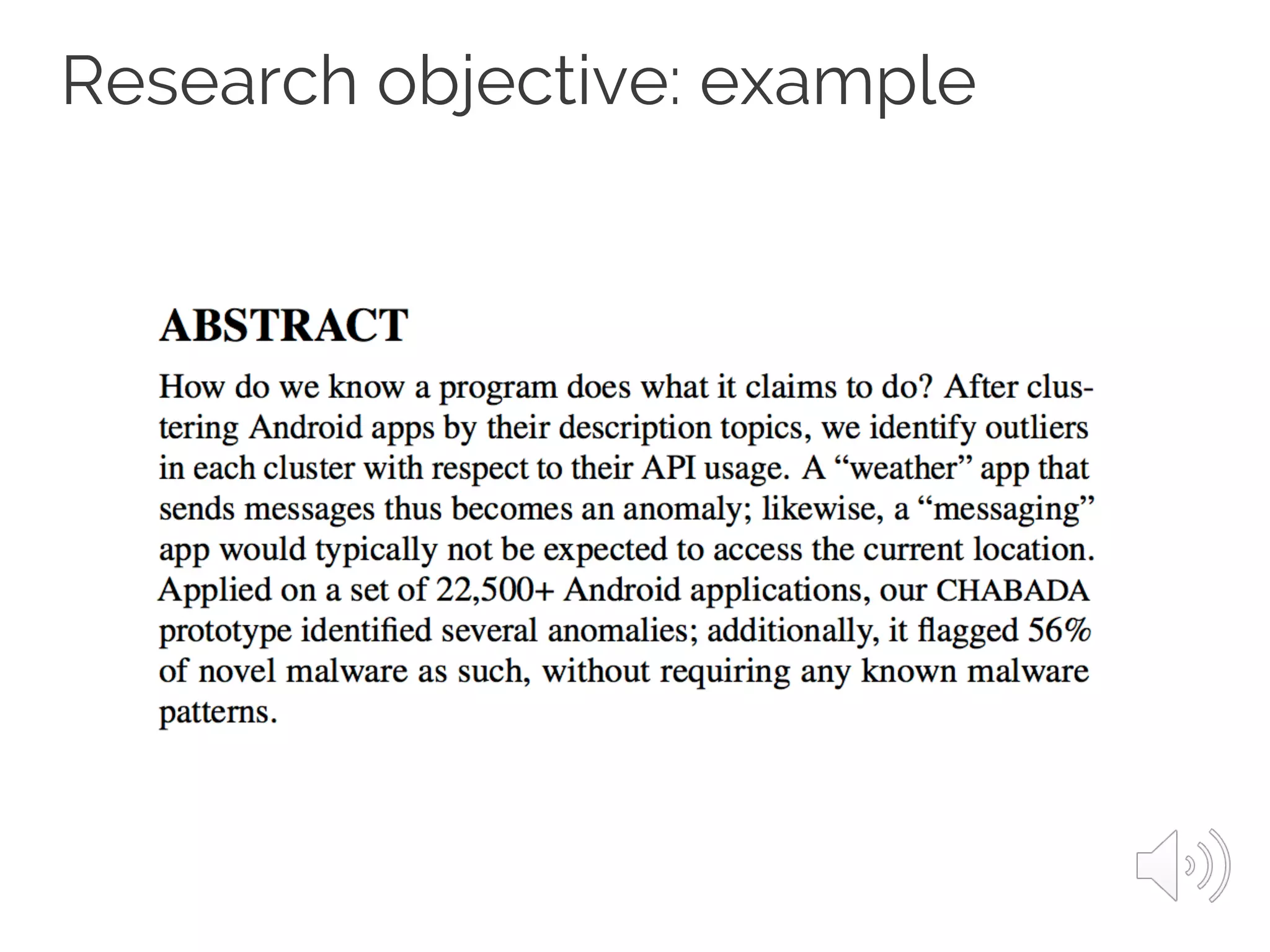 Research objective: example
 