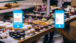 Ivano Malavolta
VRIJE
UNIVERSITEIT
AMSTERDAM
NATIVE
APP
01010101010101101010
1010101011011010
010101010101011101
010101010101011010
PLATFORM APIs
Native
Development strategies
BROWSER
<html>
<head>
<script src=” ...” />
</head>
<body>
...
Web
 