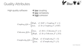 Ivano Malavolta
High quality software à low coupling
à low complexity
à high cohesion
Quality Attributes
 
