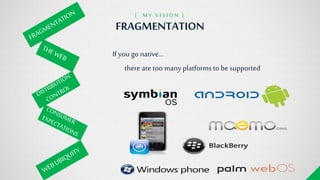 FRAGMENTATION
{ M Y V I S I O N }
If you go native…
there are too many platforms to be supported
 